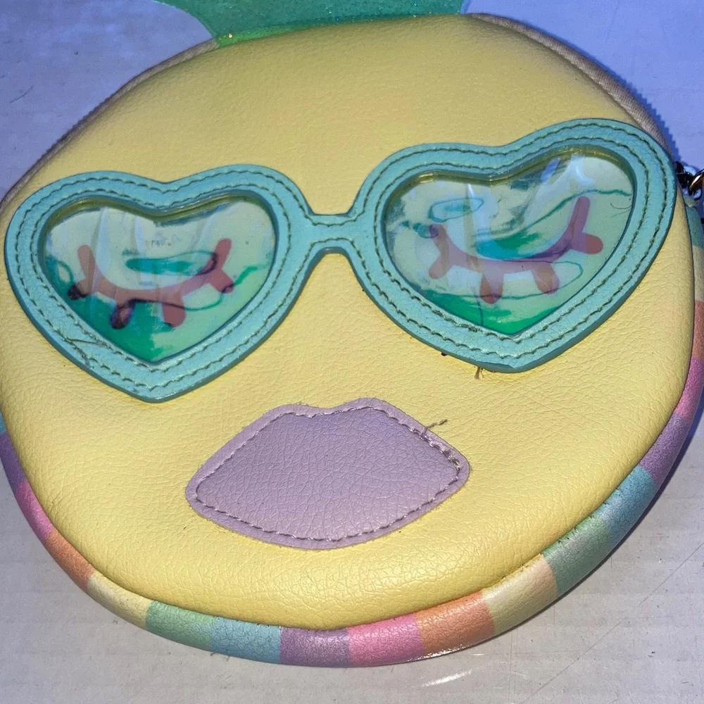 BETSEY JOHNSON Luv Betsey Pineapple Sunglasses Mini Bag Coin Purse Wristlet 6 in